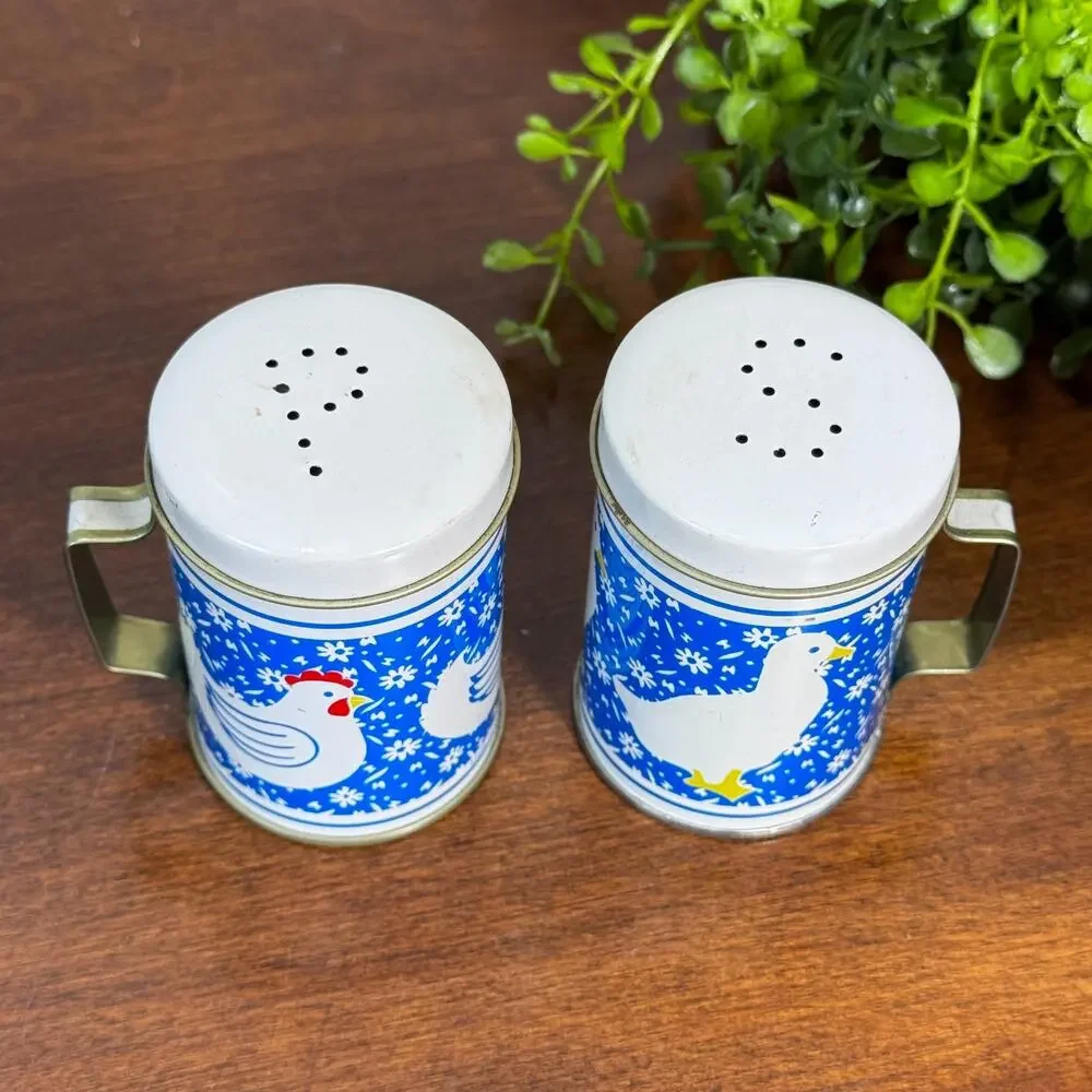 Vintage J.S.N.Y. Country Calico Chicken Duck Salt Pepper Shakers Hong Kong